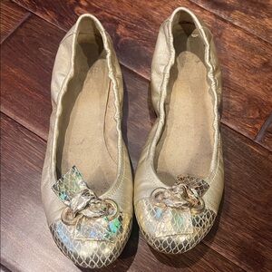 Stuart Weitzman Shimmering Gold Flats